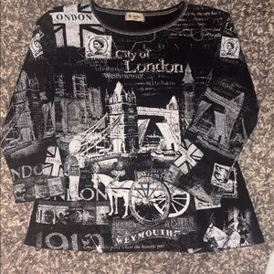 Cactus Black and White Graphic Crewneck Top